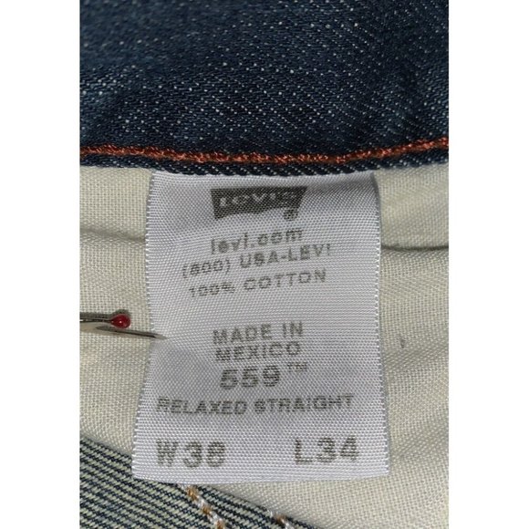 Levis 559 Sz 38x34 Relaxed Straight Fit Zip Fly Jeans Distressed 100% Cotton EUC - Picture 10 of 12